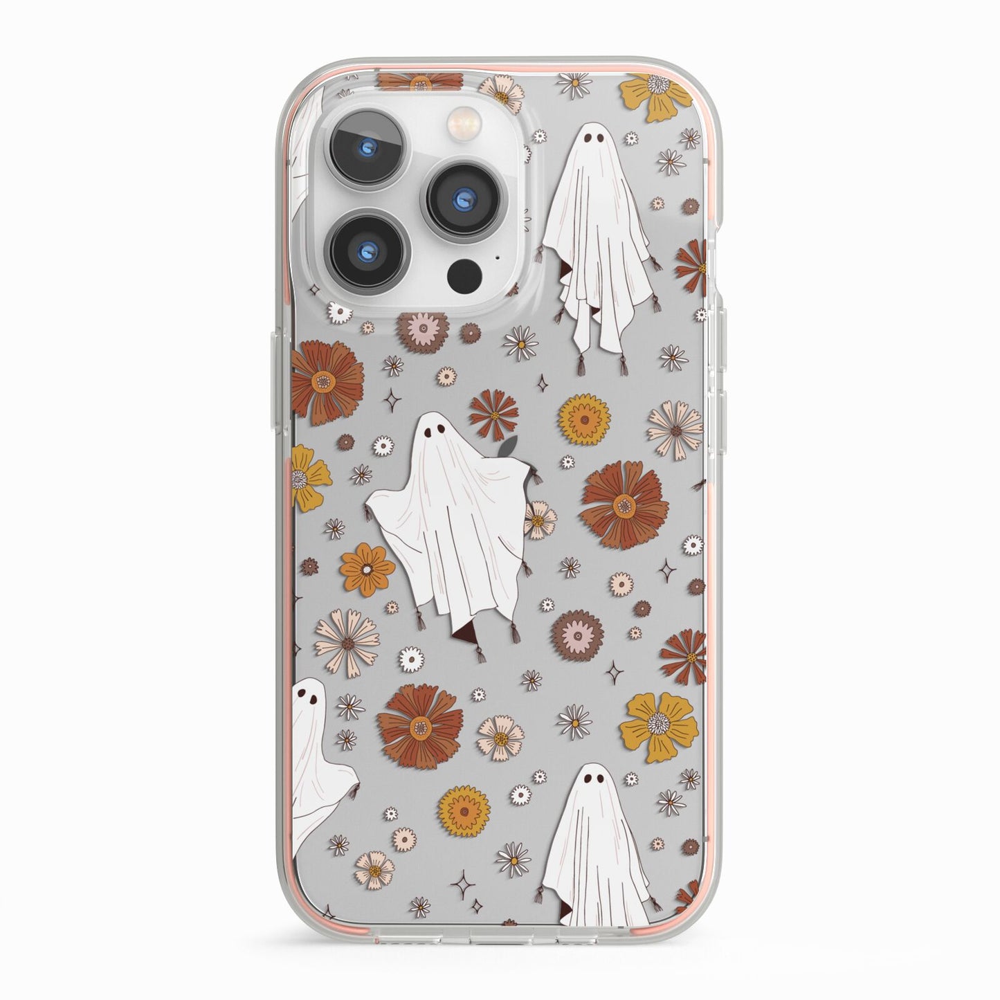 Halloween Ghost iPhone 13 Pro TPU Impact Case with Pink Edges