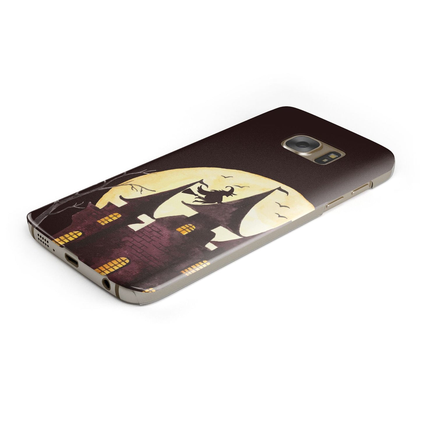 Halloween Haunted House Protective Samsung Galaxy Case Angled Image