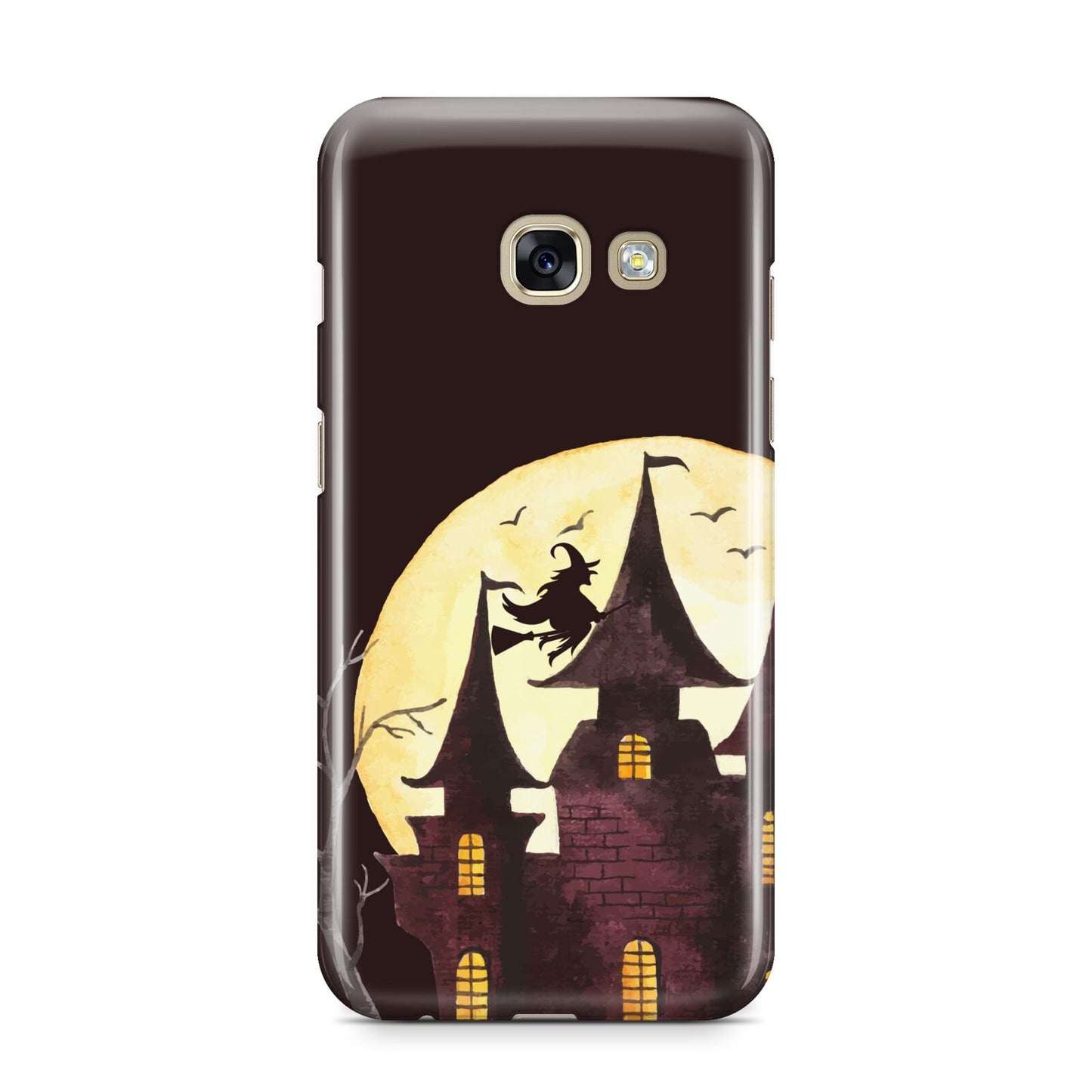 Halloween Haunted House Samsung Galaxy A3 2017 Case on gold phone