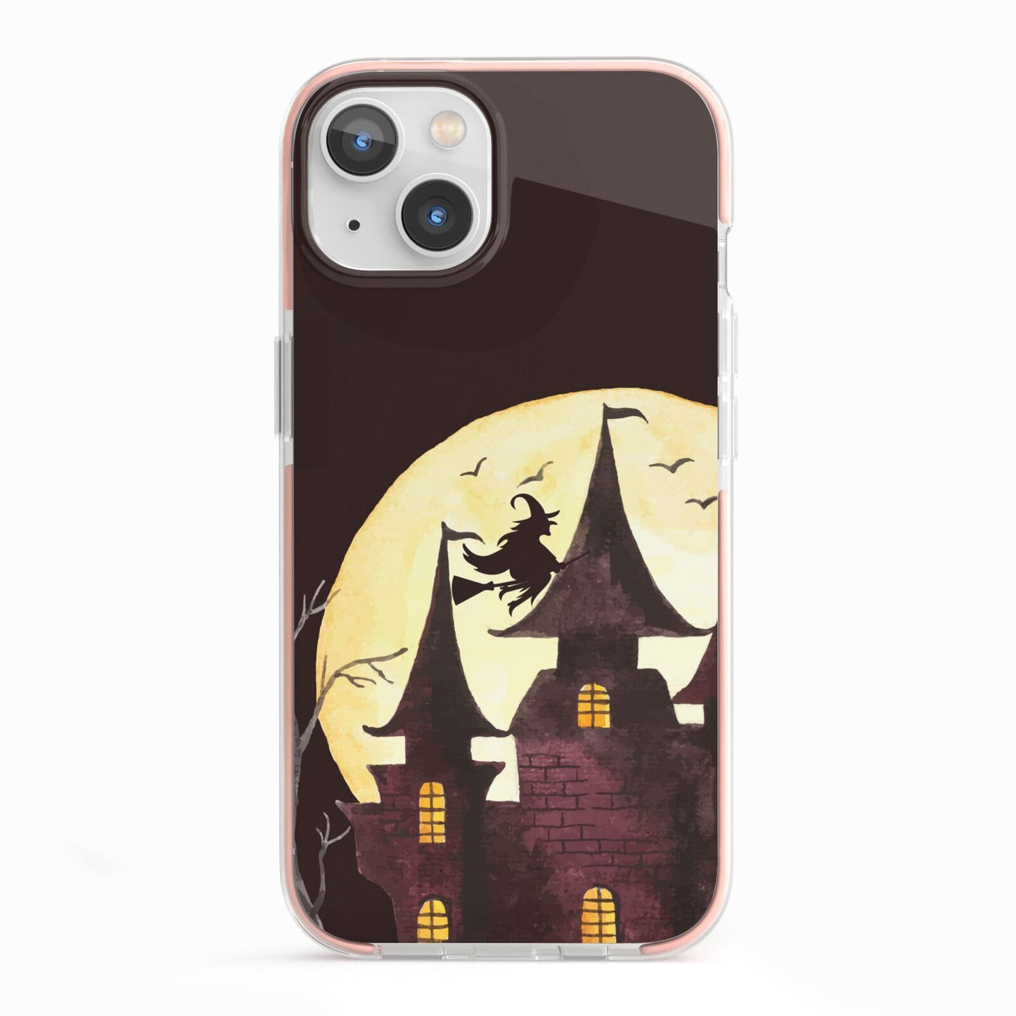 Halloween Haunted House iPhone 13 TPU Impact Case with Pink Edges