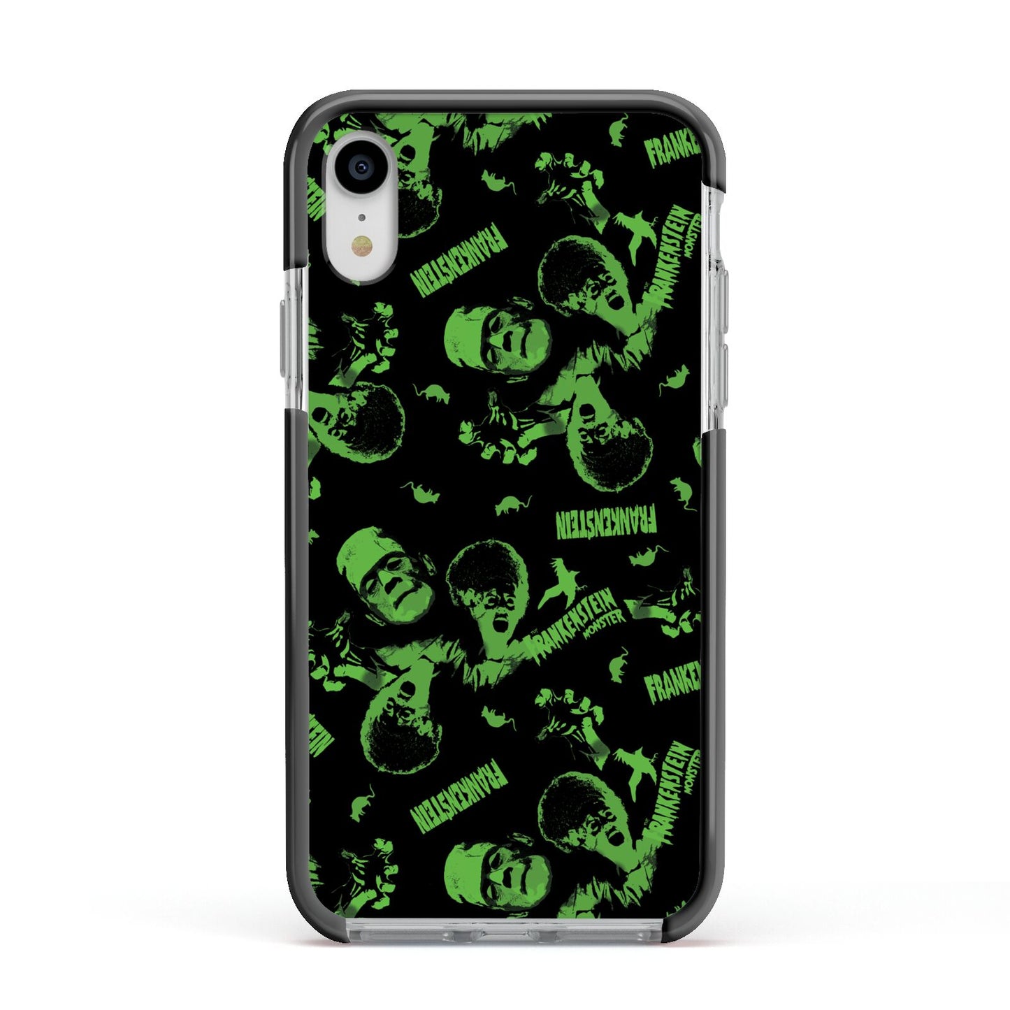 Halloween Monster Apple iPhone XR Impact Case Black Edge on Silver Phone