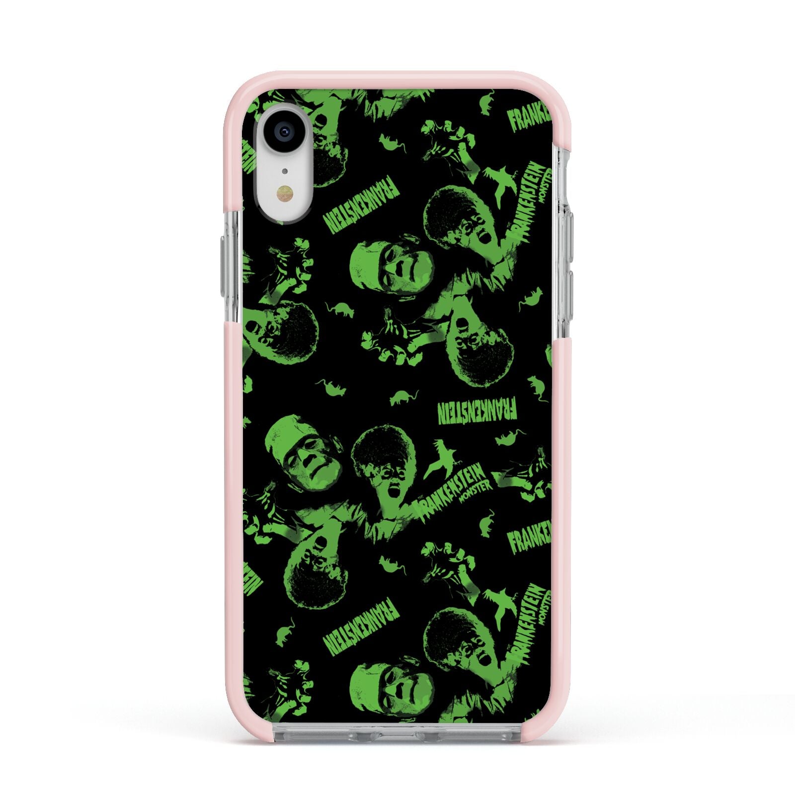 Halloween Monster Apple iPhone XR Impact Case Pink Edge on Silver Phone