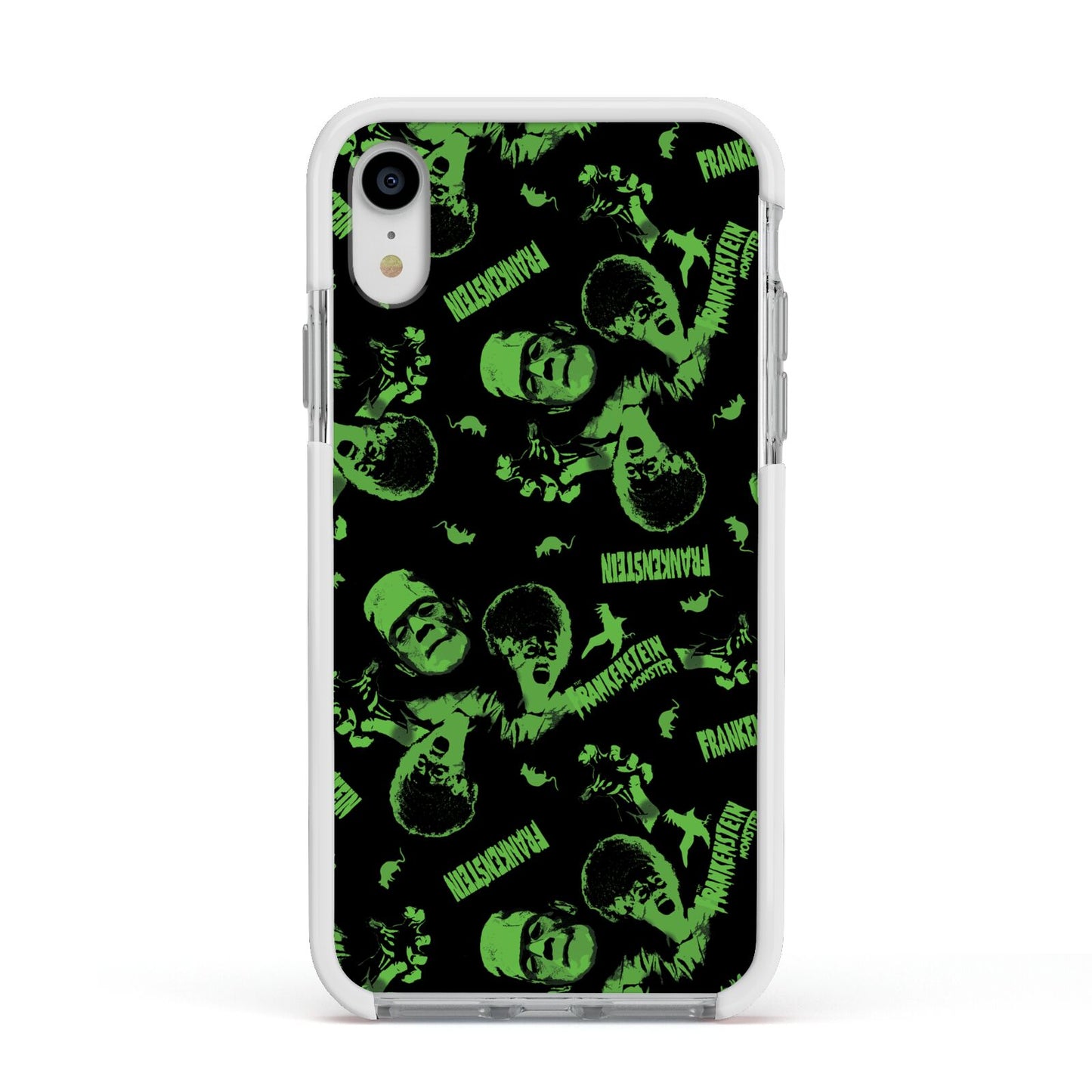 Halloween Monster Apple iPhone XR Impact Case White Edge on Silver Phone