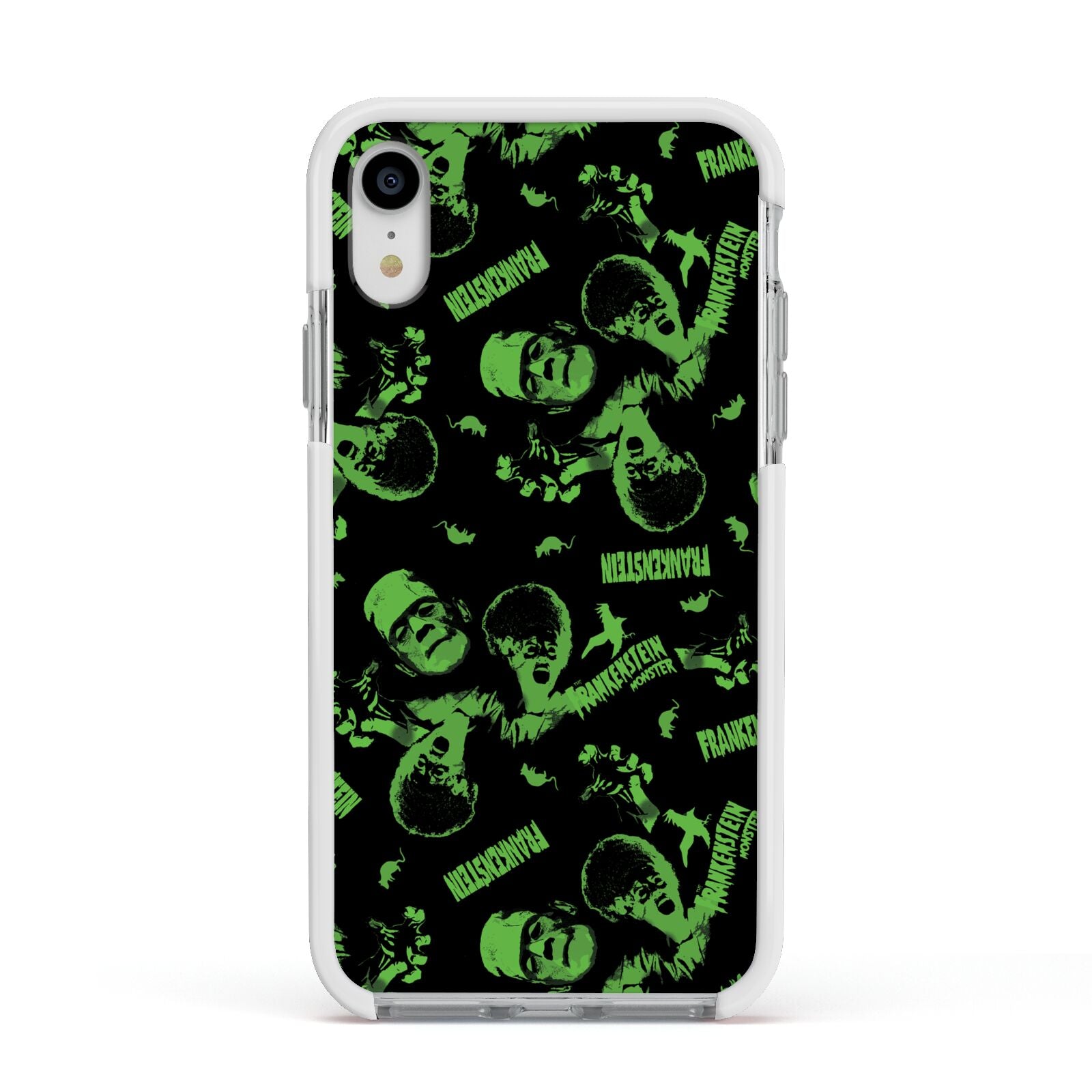 Halloween Monster Apple iPhone XR Impact Case White Edge on Silver Phone