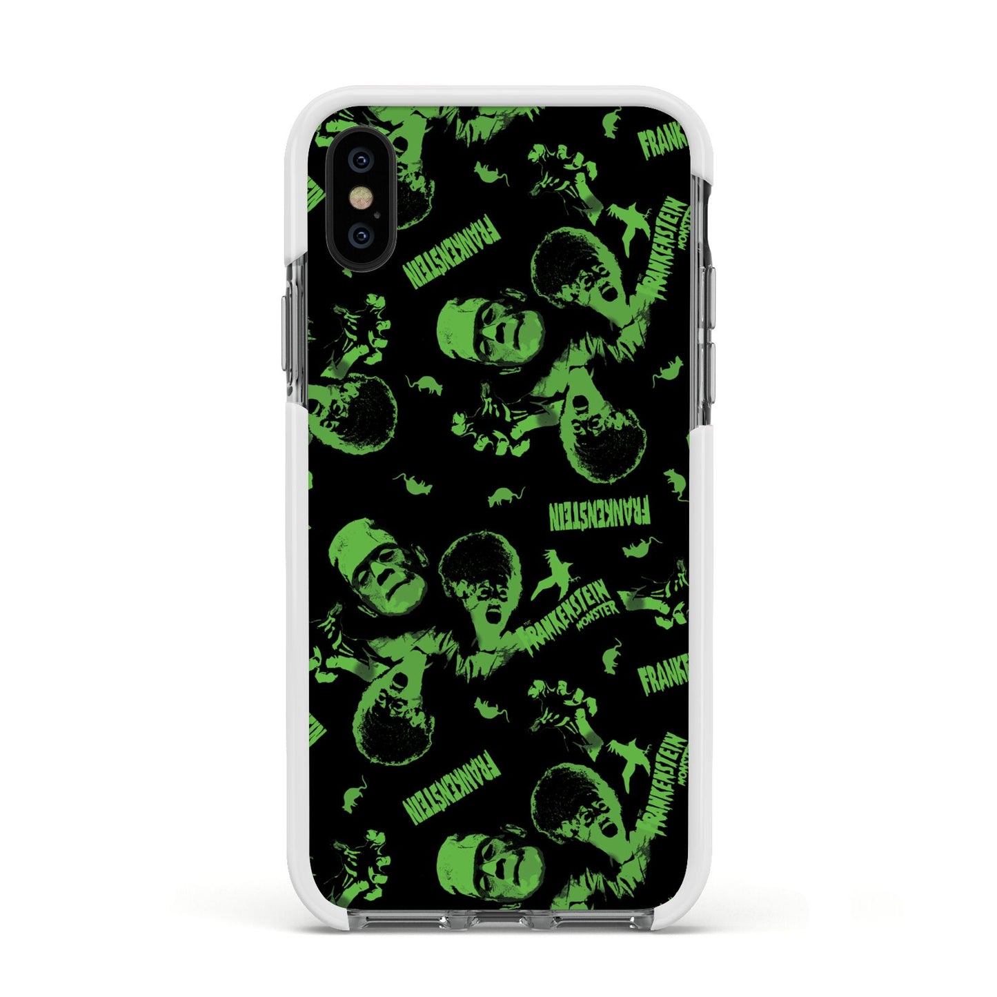 Halloween Monster Apple iPhone Xs Impact Case White Edge on Black Phone