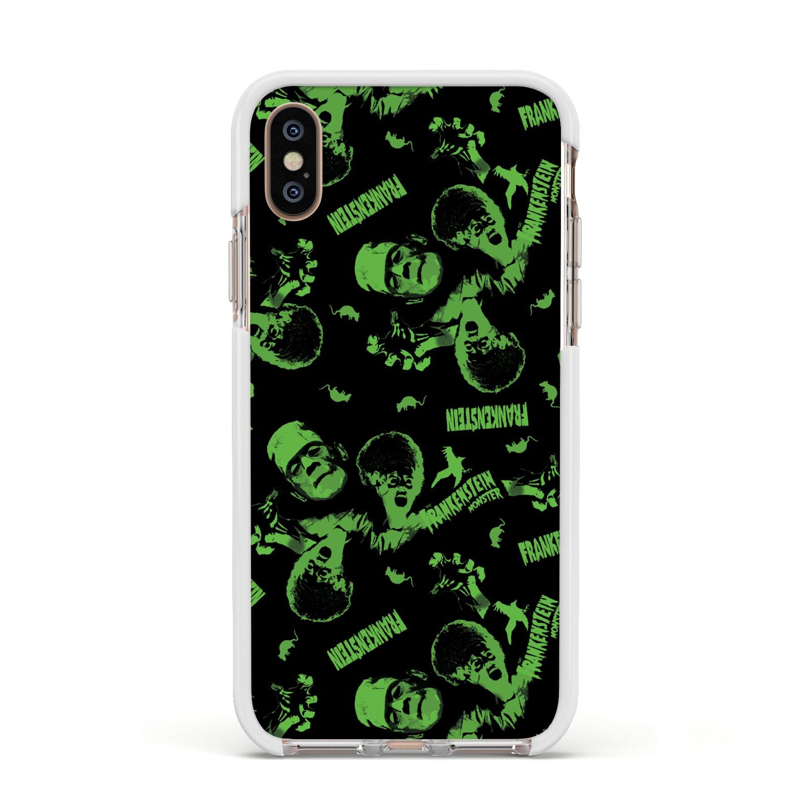 Halloween Monster Apple iPhone Xs Impact Case White Edge on Gold Phone