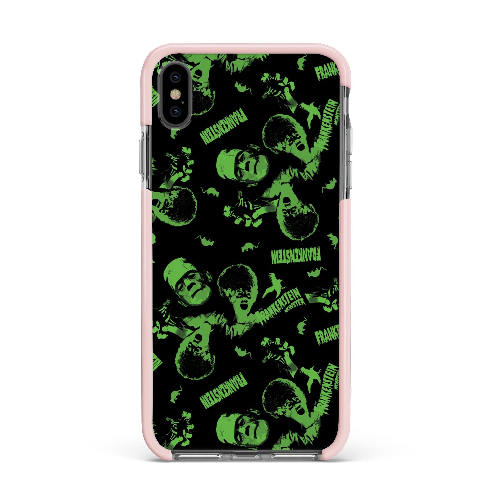 Halloween Monster Apple iPhone Xs Max Impact Case Pink Edge on Black Phone