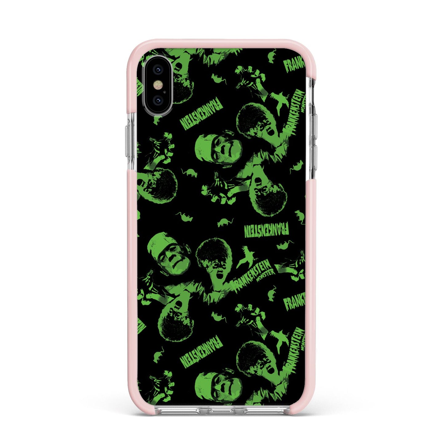 Halloween Monster Apple iPhone Xs Max Impact Case Pink Edge on Silver Phone