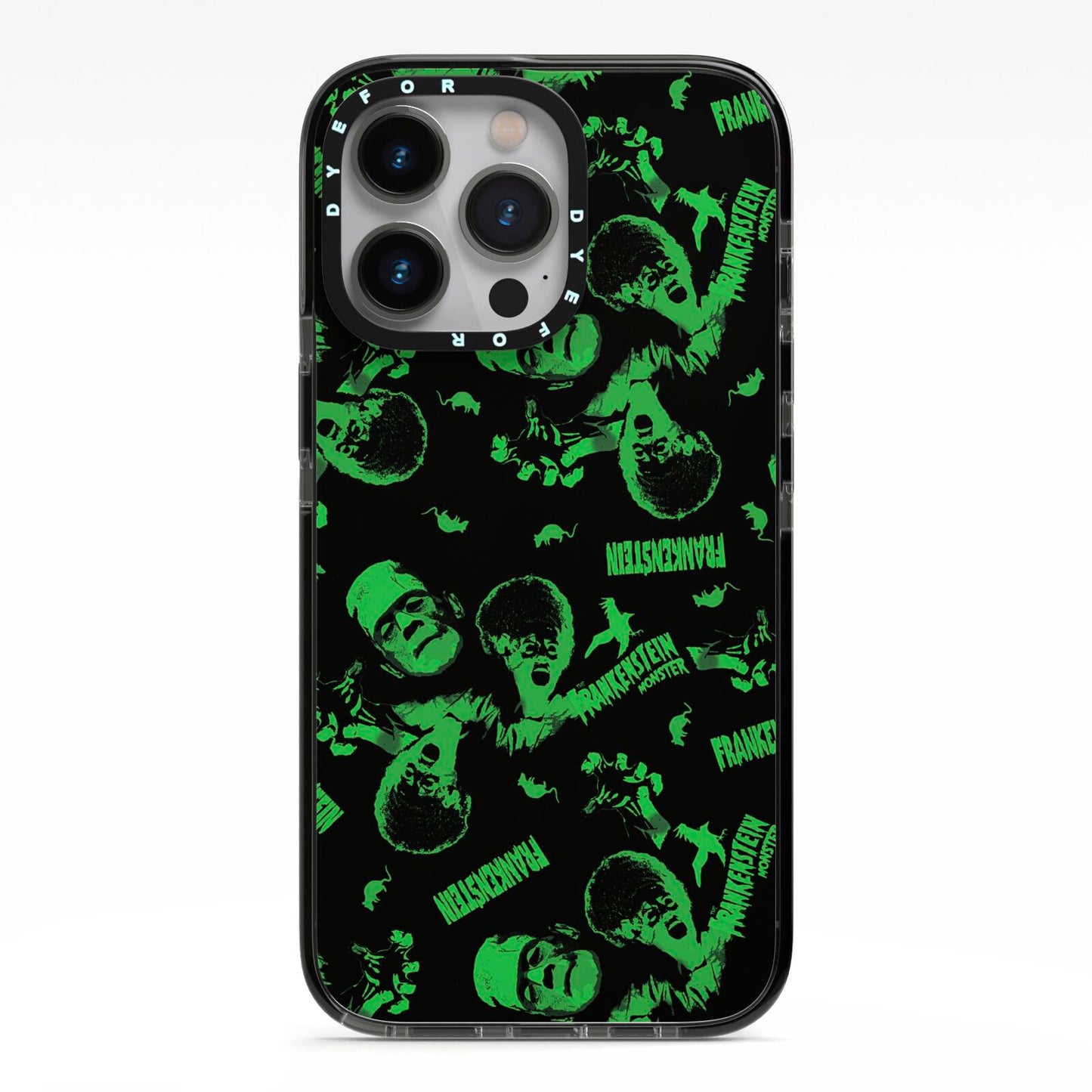 Halloween Monster iPhone 13 Pro Black Impact Case on Silver phone
