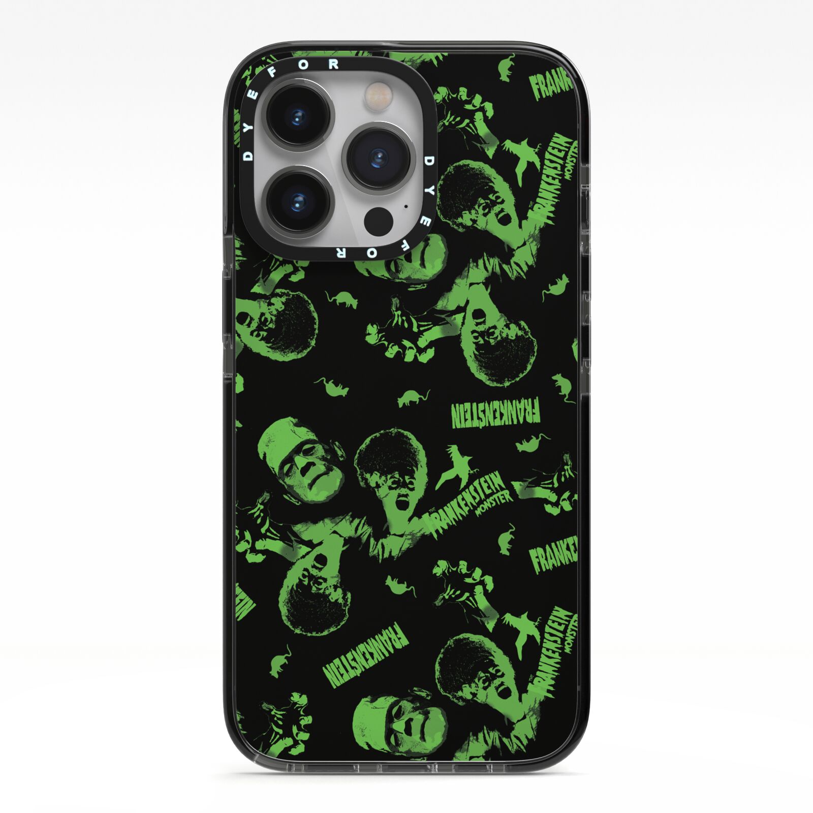 Halloween Monster iPhone 13 Pro Black Impact Case on Silver phone