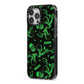 Halloween Monster iPhone 13 Pro Max Black Impact Case Side Angle on Silver phone