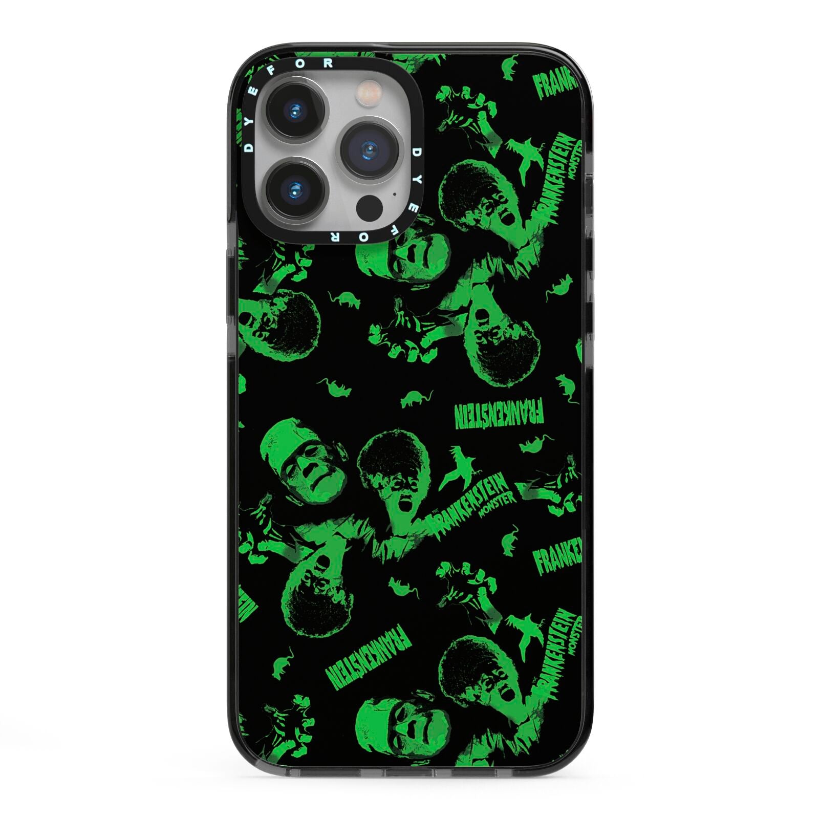 Halloween Monster iPhone 13 Pro Max Black Impact Case on Silver phone