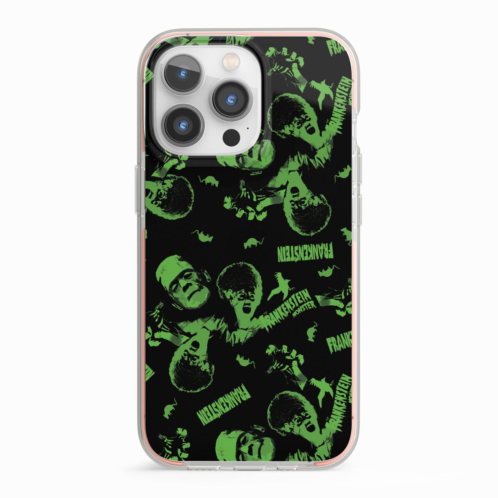 Halloween Monster iPhone 13 Pro TPU Impact Case with Pink Edges