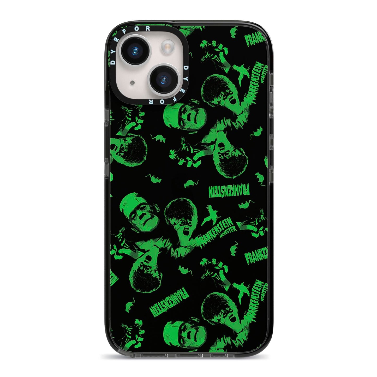 Halloween Monster iPhone 14 Black Impact Case on Silver phone