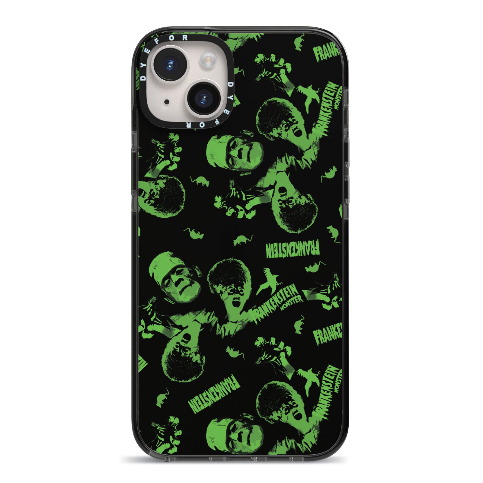 Halloween Monster iPhone 14 Plus Black Impact Case on Silver phone