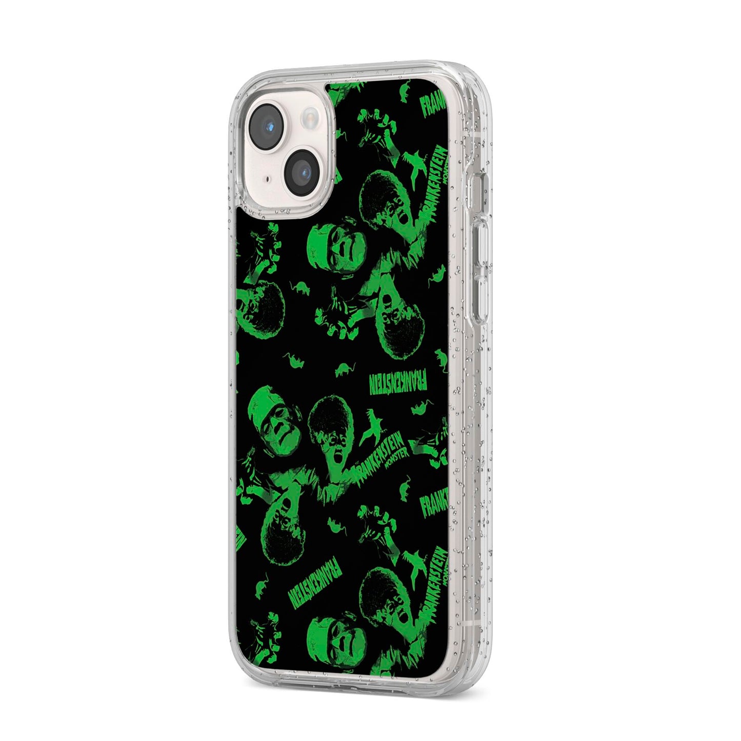 Halloween Monster iPhone 14 Plus Glitter Tough Case Starlight Angled Image