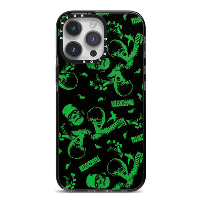 Halloween Monster iPhone 14 Pro Max Black Impact Case on Silver phone