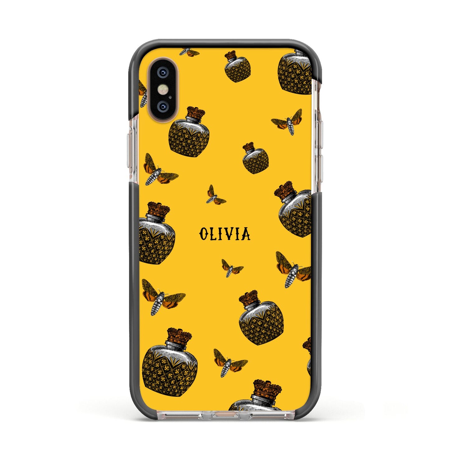 Halloween Potion Personalised Apple iPhone Xs Impact Case Black Edge on Gold Phone