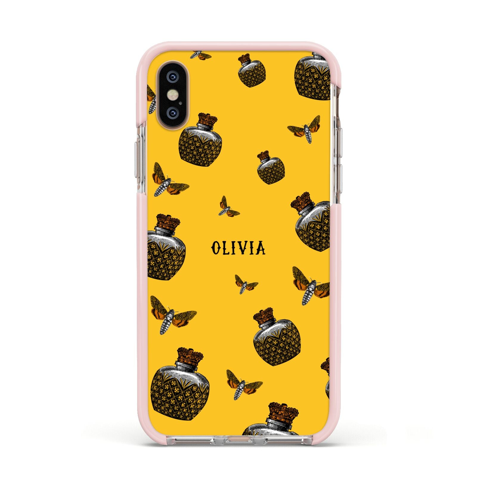 Halloween Potion Personalised Apple iPhone Xs Impact Case Pink Edge on Gold Phone