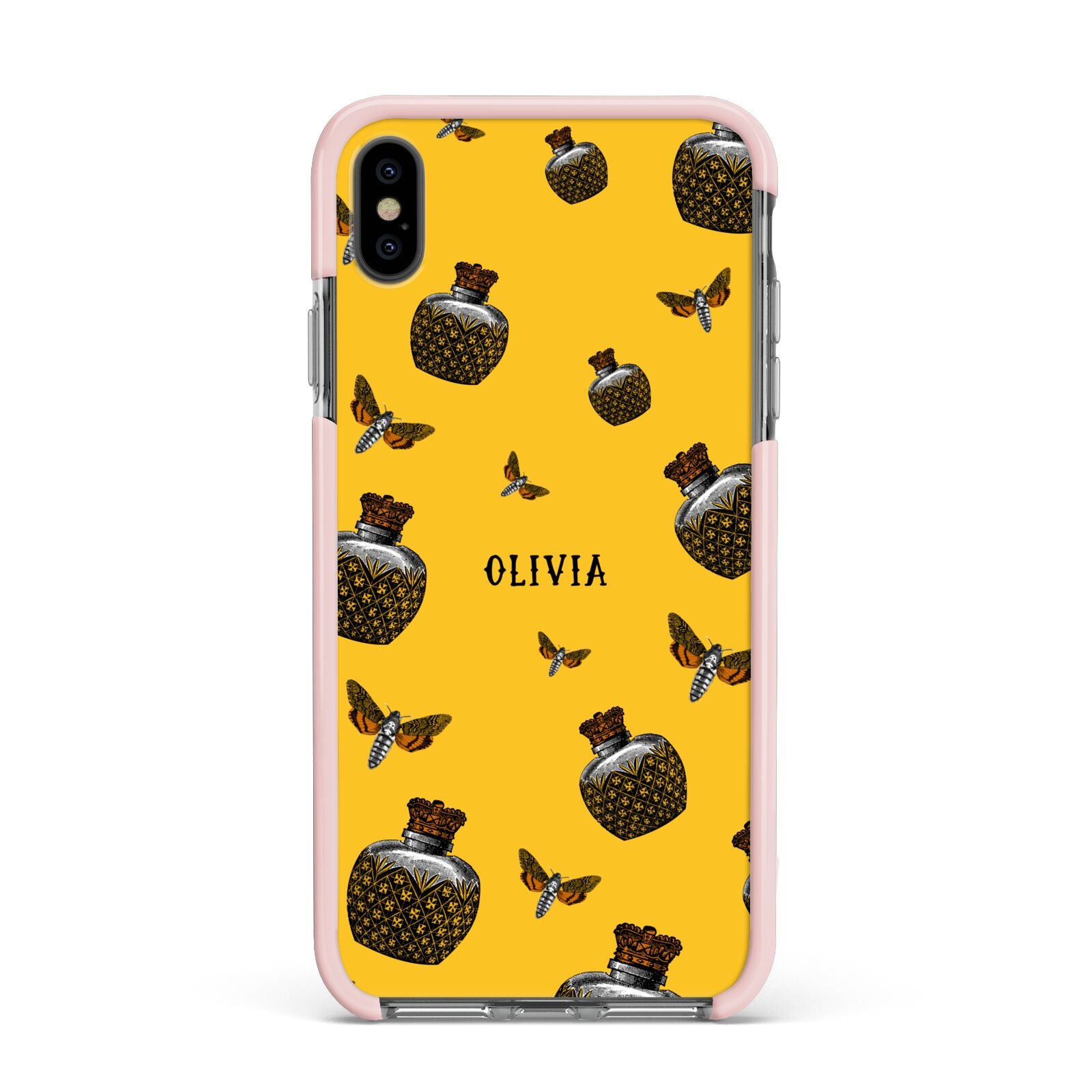 Halloween Potion Personalised Apple iPhone Xs Max Impact Case Pink Edge on Black Phone