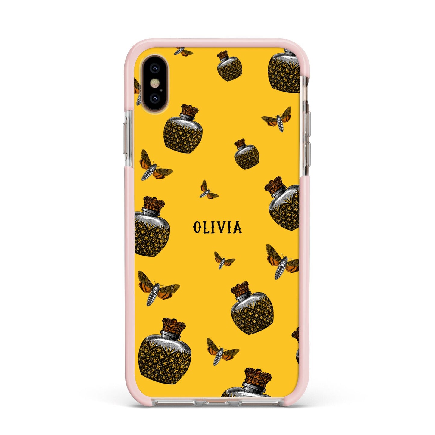 Halloween Potion Personalised Apple iPhone Xs Max Impact Case Pink Edge on Gold Phone