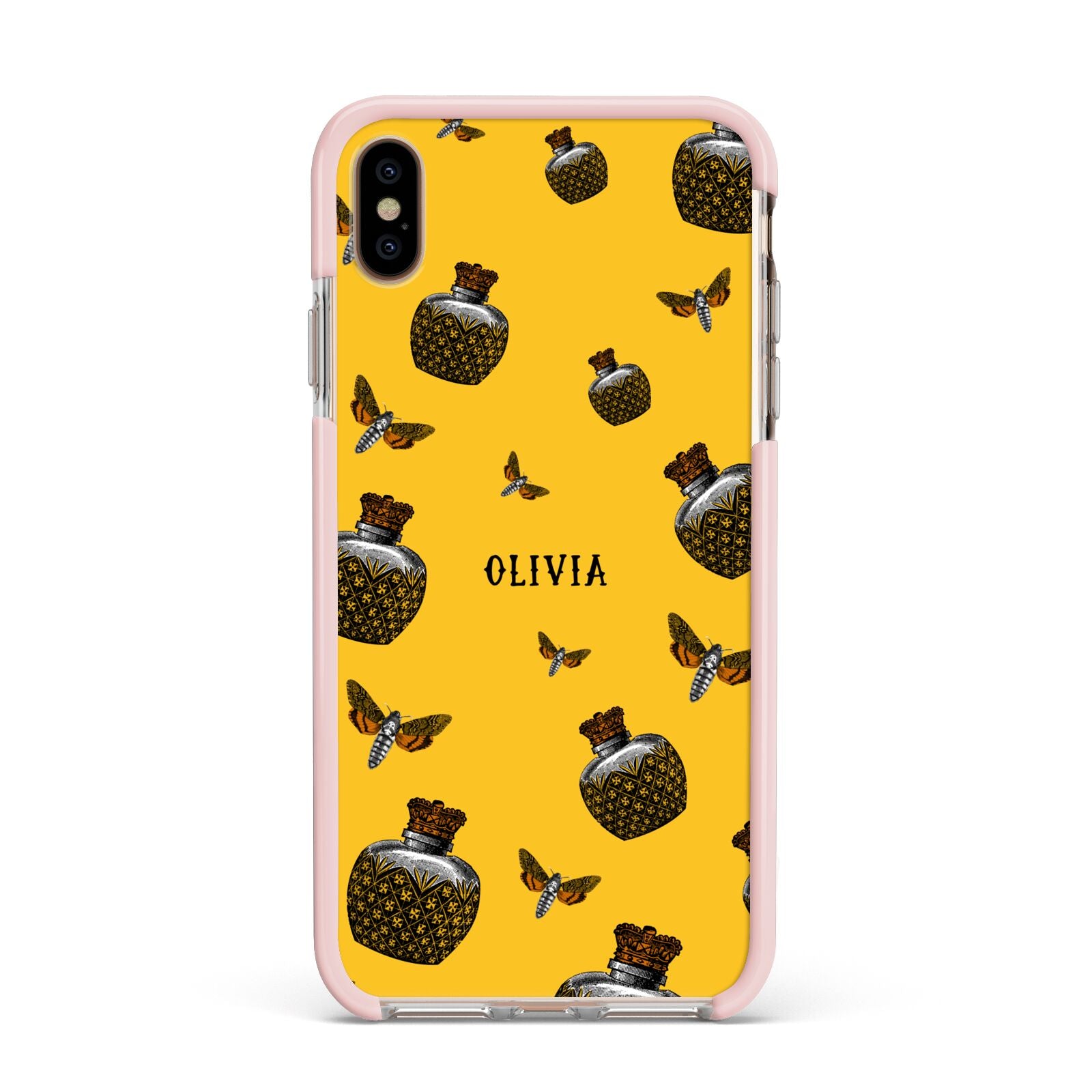 Halloween Potion Personalised Apple iPhone Xs Max Impact Case Pink Edge on Gold Phone