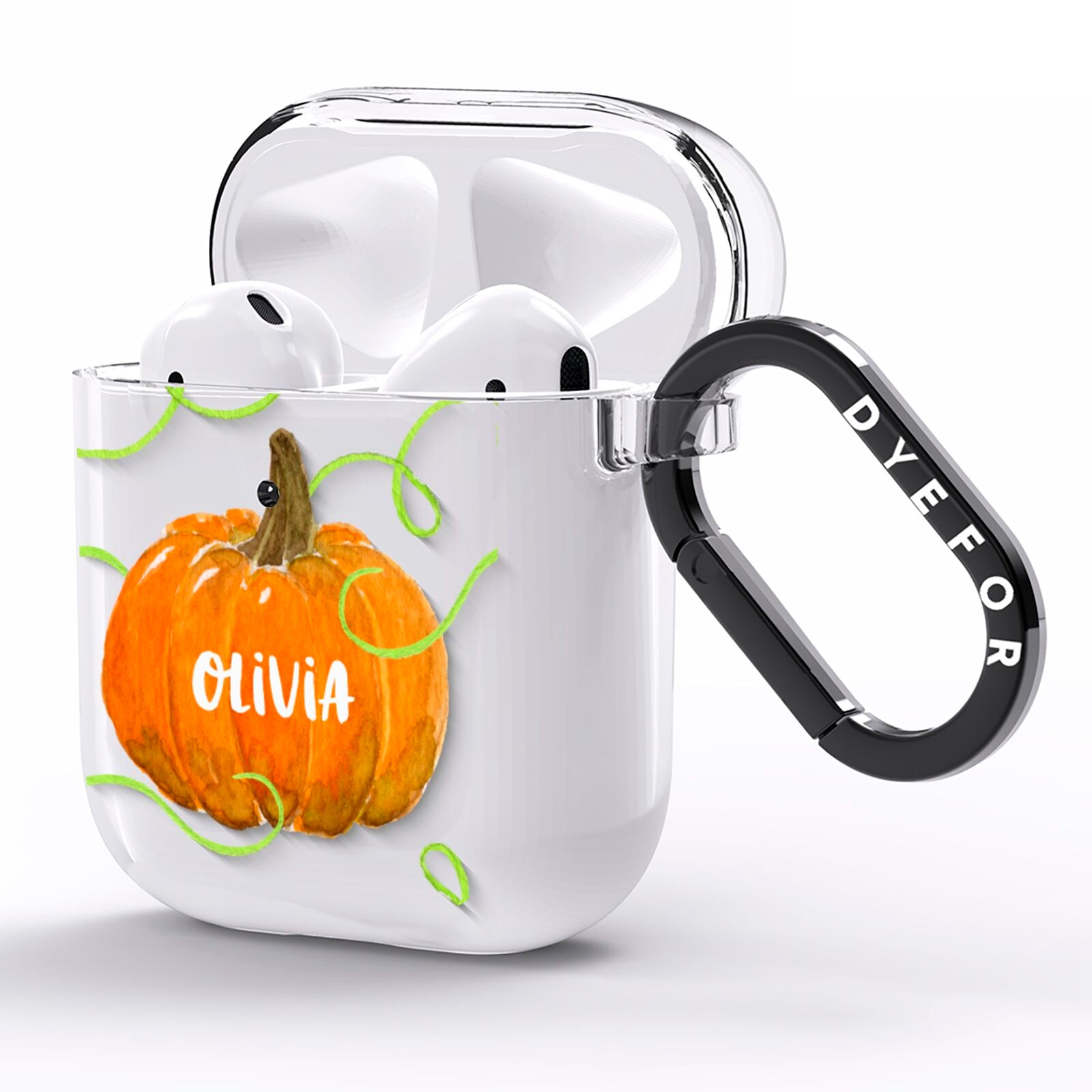 Halloween Pumpkin Personalised AirPods Clear Case Side Image