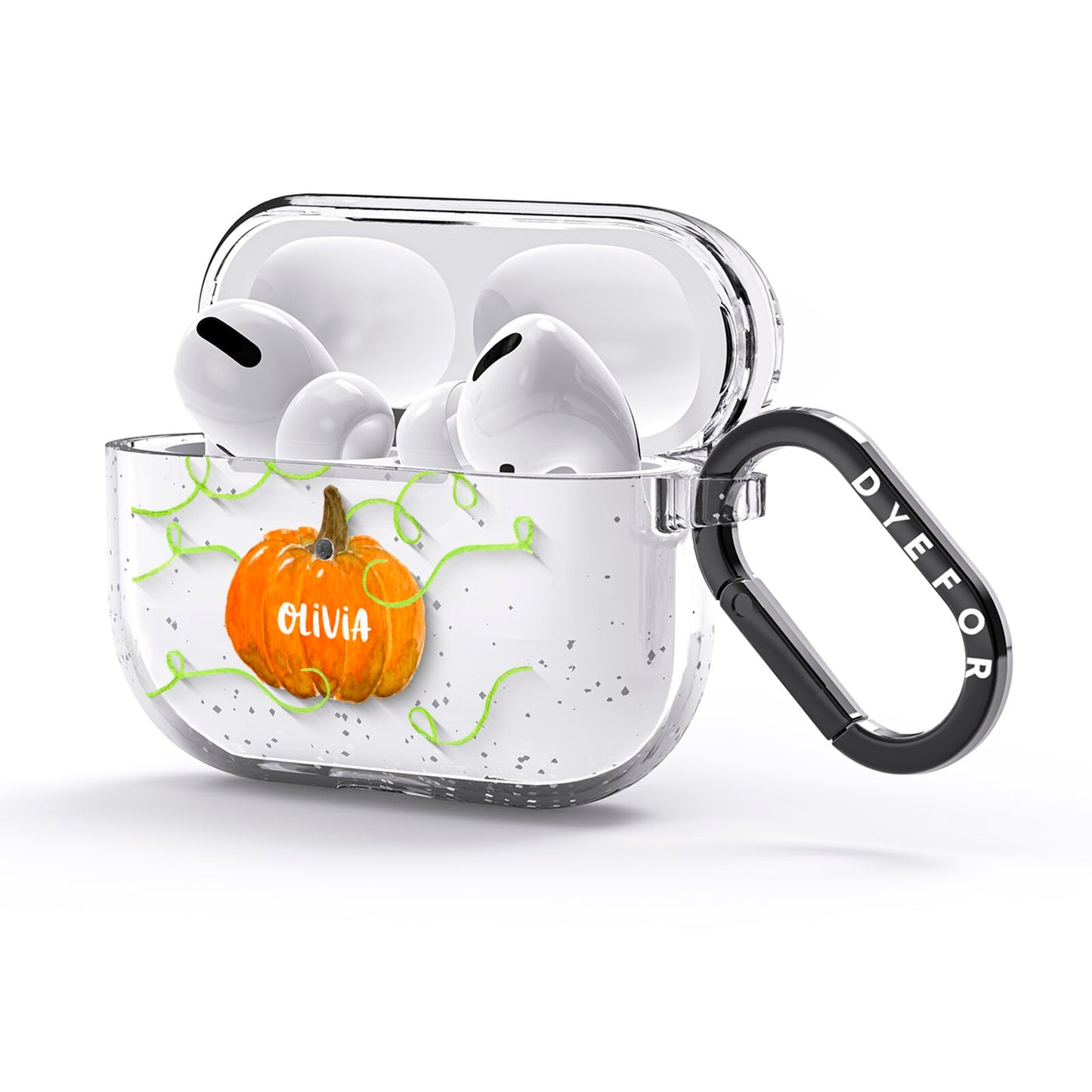 Halloween Pumpkin Personalised AirPods Glitter Case 3rd Gen Side Image