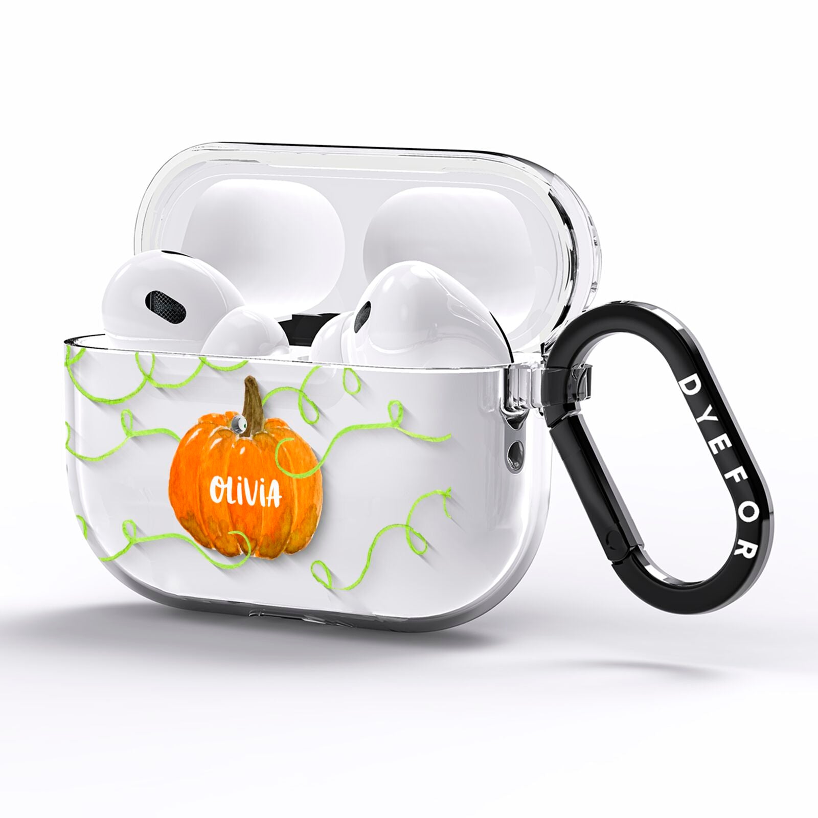 Halloween Pumpkin Personalised AirPods Pro Clear Case Side Image