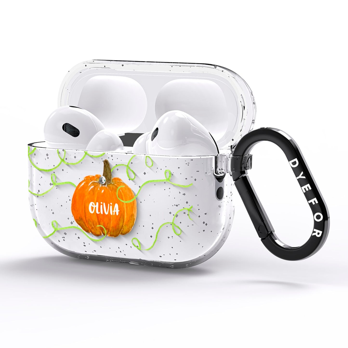 Halloween Pumpkin Personalised AirPods Pro Glitter Case Side Image