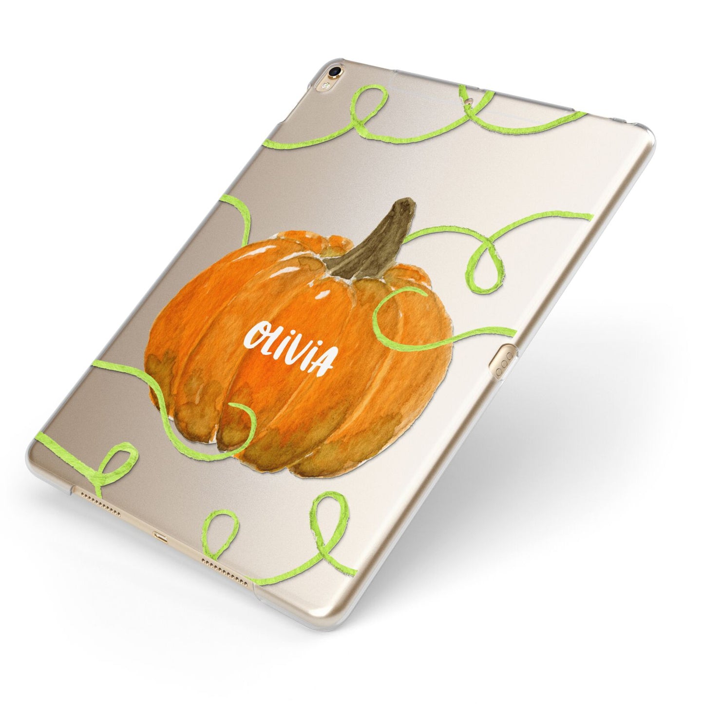 Halloween Pumpkin Personalised Apple iPad Case on Gold iPad Side View