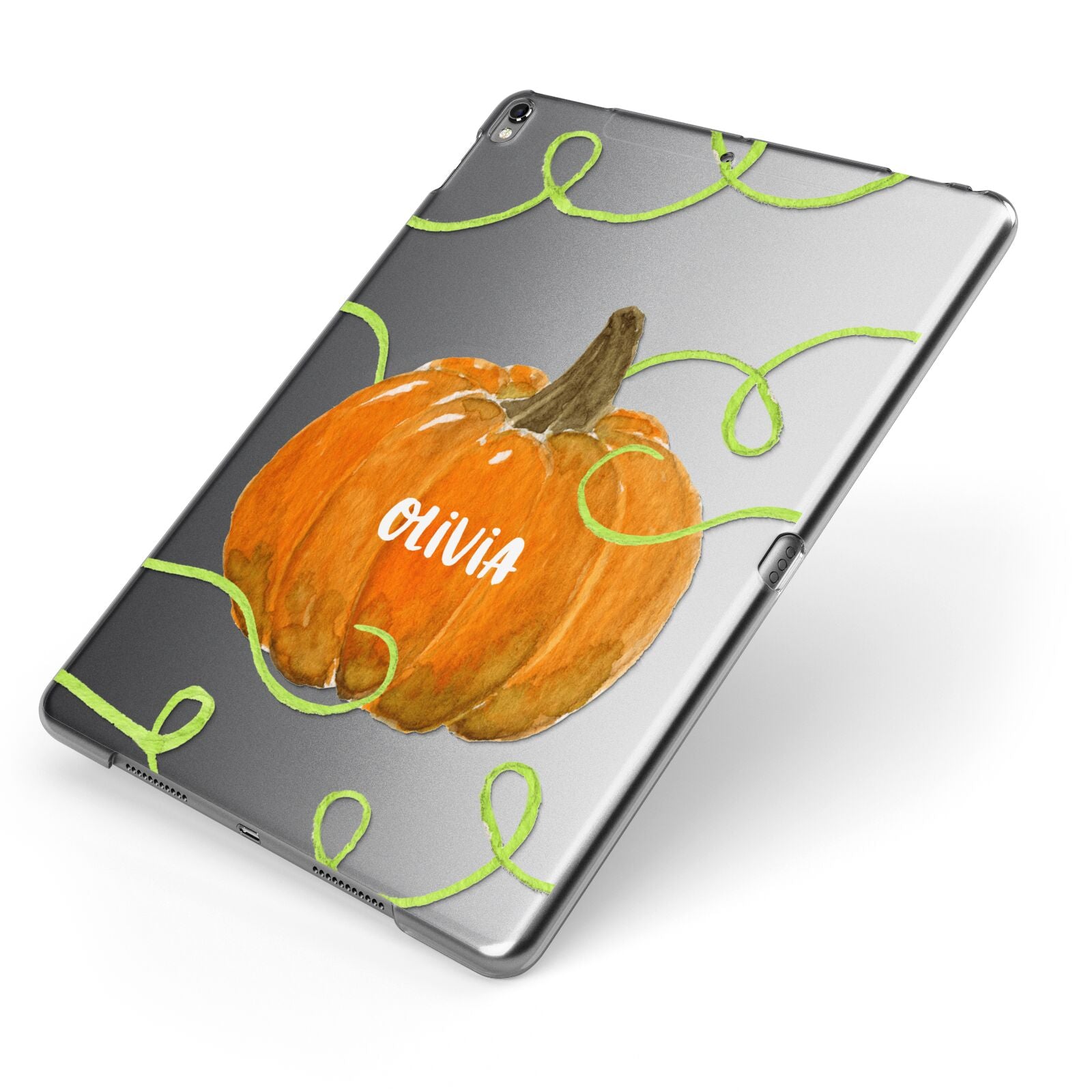 Halloween Pumpkin Personalised Apple iPad Case on Grey iPad Side View