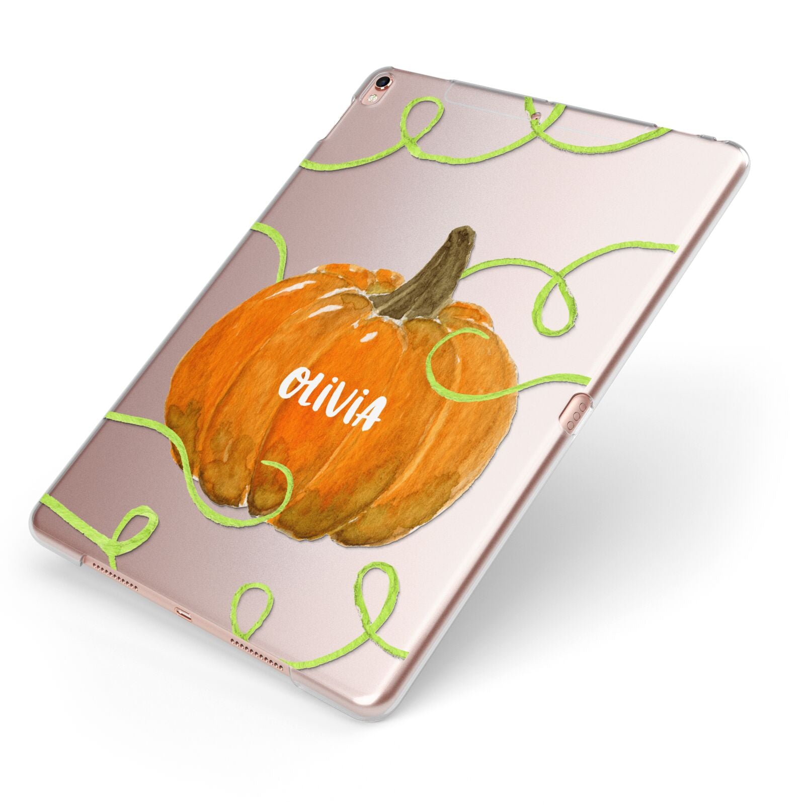 Halloween Pumpkin Personalised Apple iPad Case on Rose Gold iPad Side View