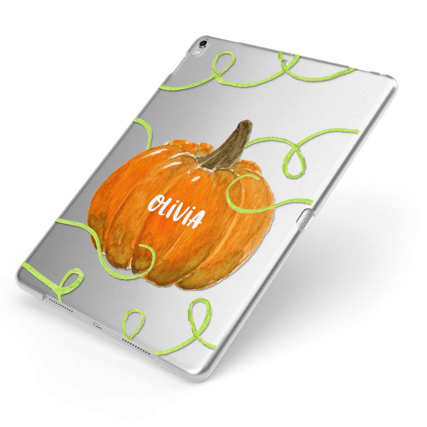 Halloween Pumpkin Personalised Apple iPad Case on Silver iPad Side View