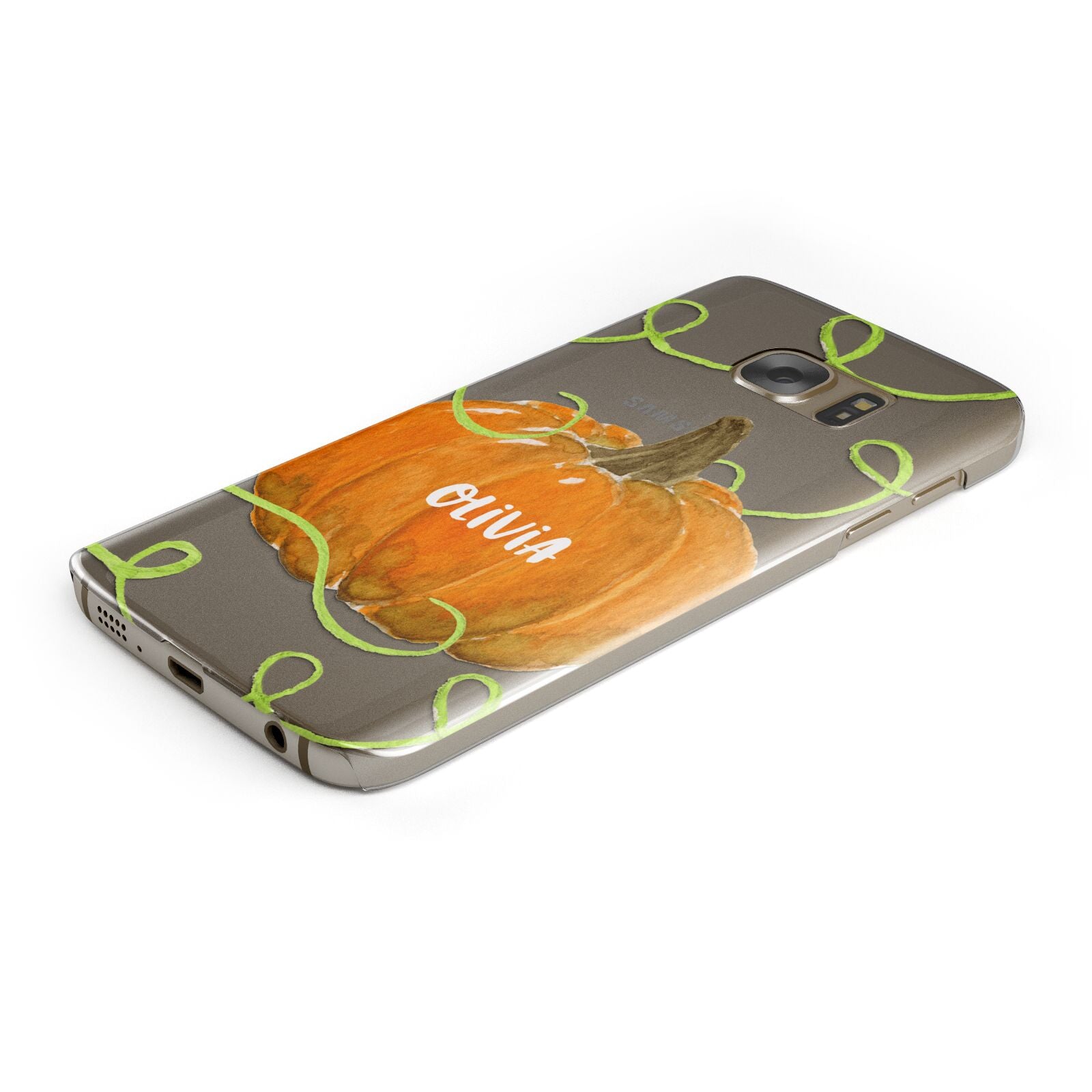 Halloween Pumpkin Personalised Protective Samsung Galaxy Case Angled Image