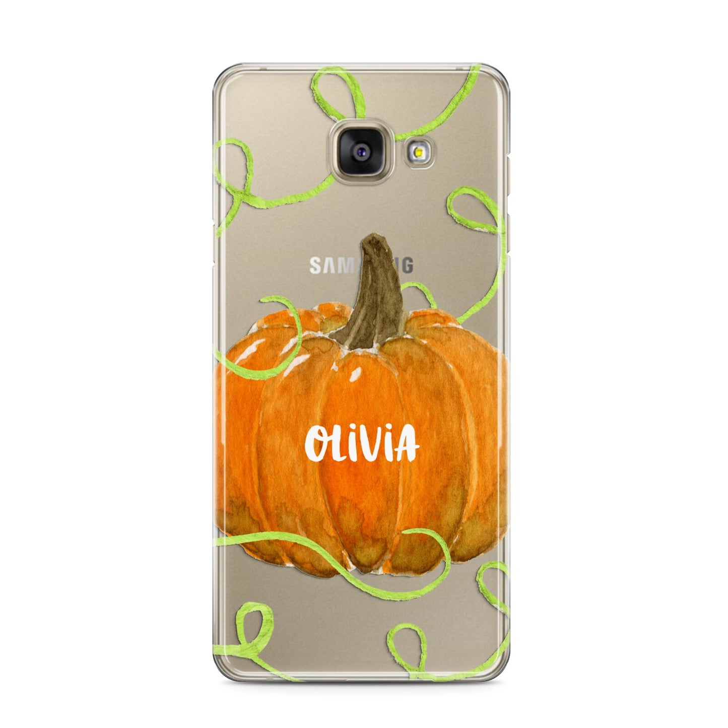 Halloween Pumpkin Personalised Samsung Galaxy A3 2016 Case on gold phone