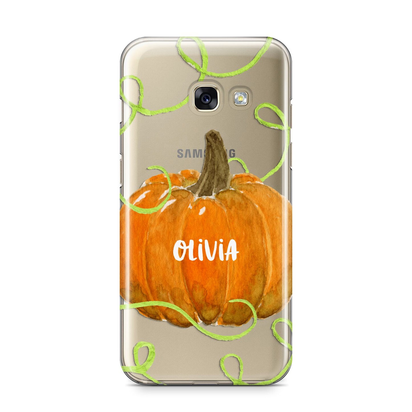 Halloween Pumpkin Personalised Samsung Galaxy A3 2017 Case on gold phone