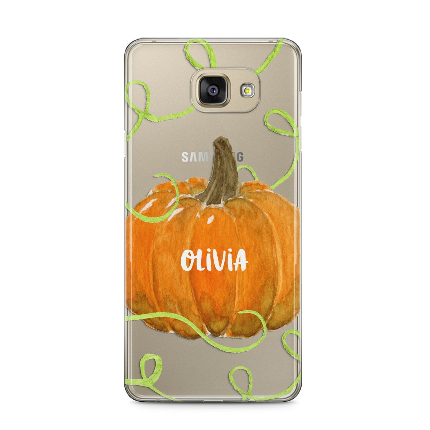 Halloween Pumpkin Personalised Samsung Galaxy A5 2016 Case on gold phone