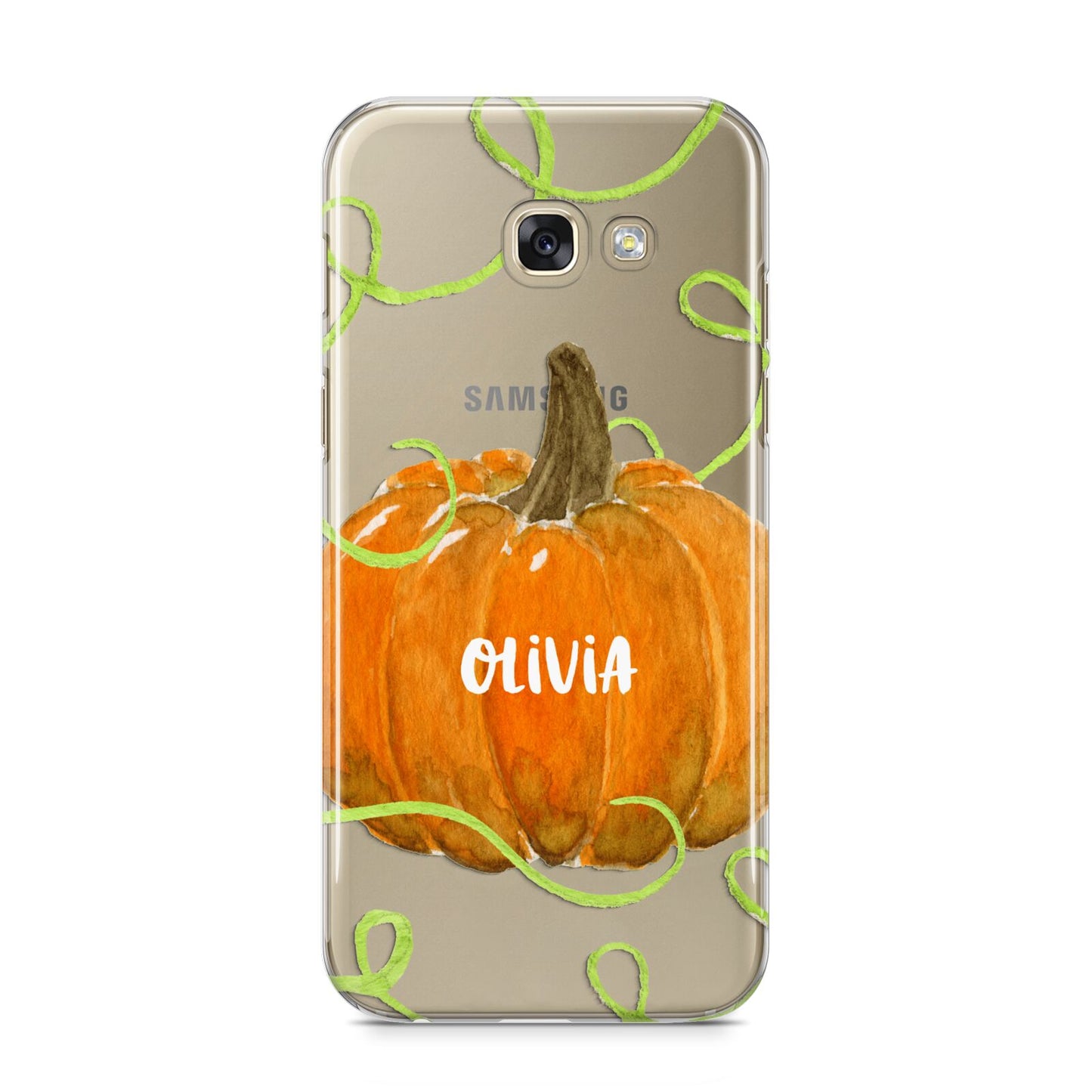 Halloween Pumpkin Personalised Samsung Galaxy A5 2017 Case on gold phone