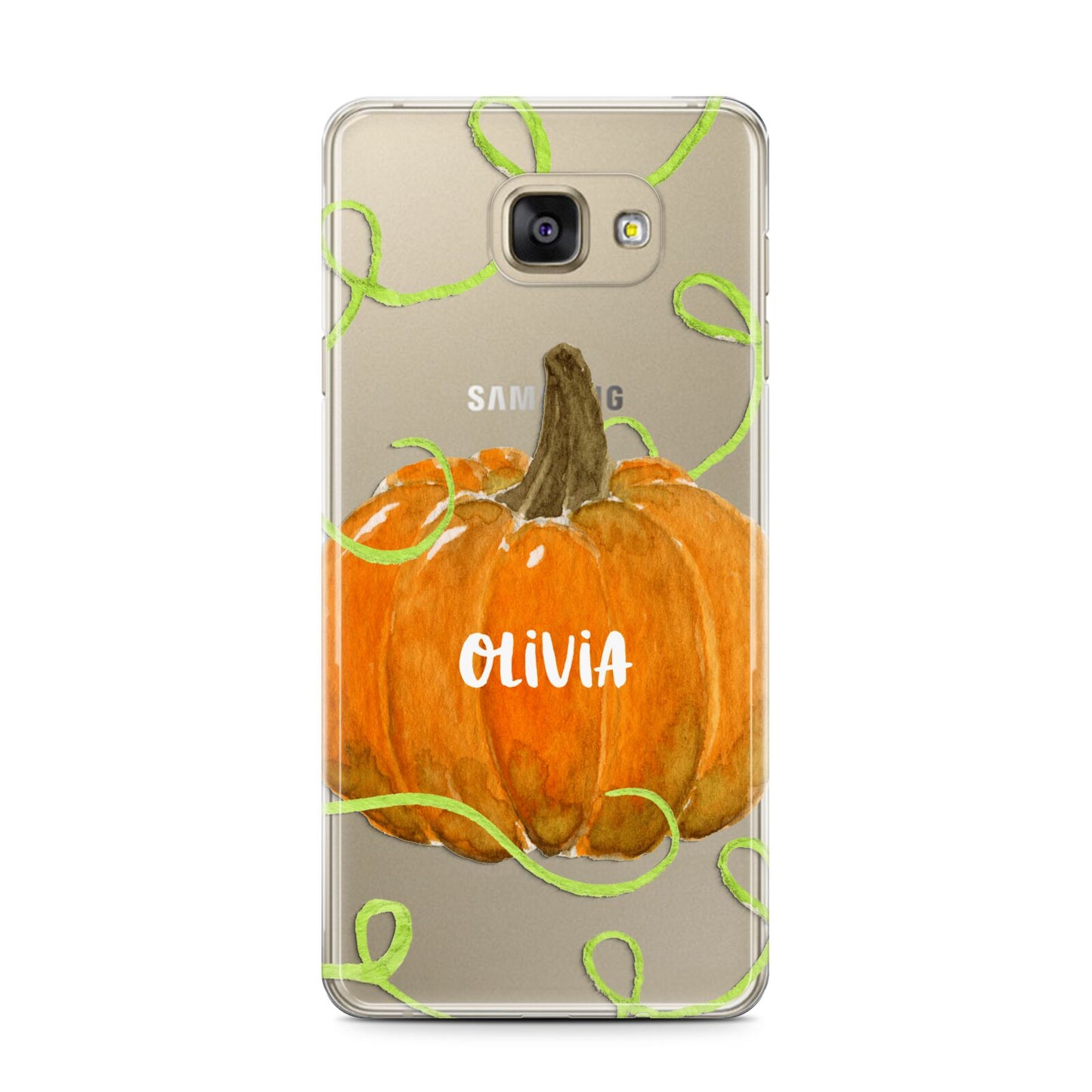 Halloween Pumpkin Personalised Samsung Galaxy A7 2016 Case on gold phone