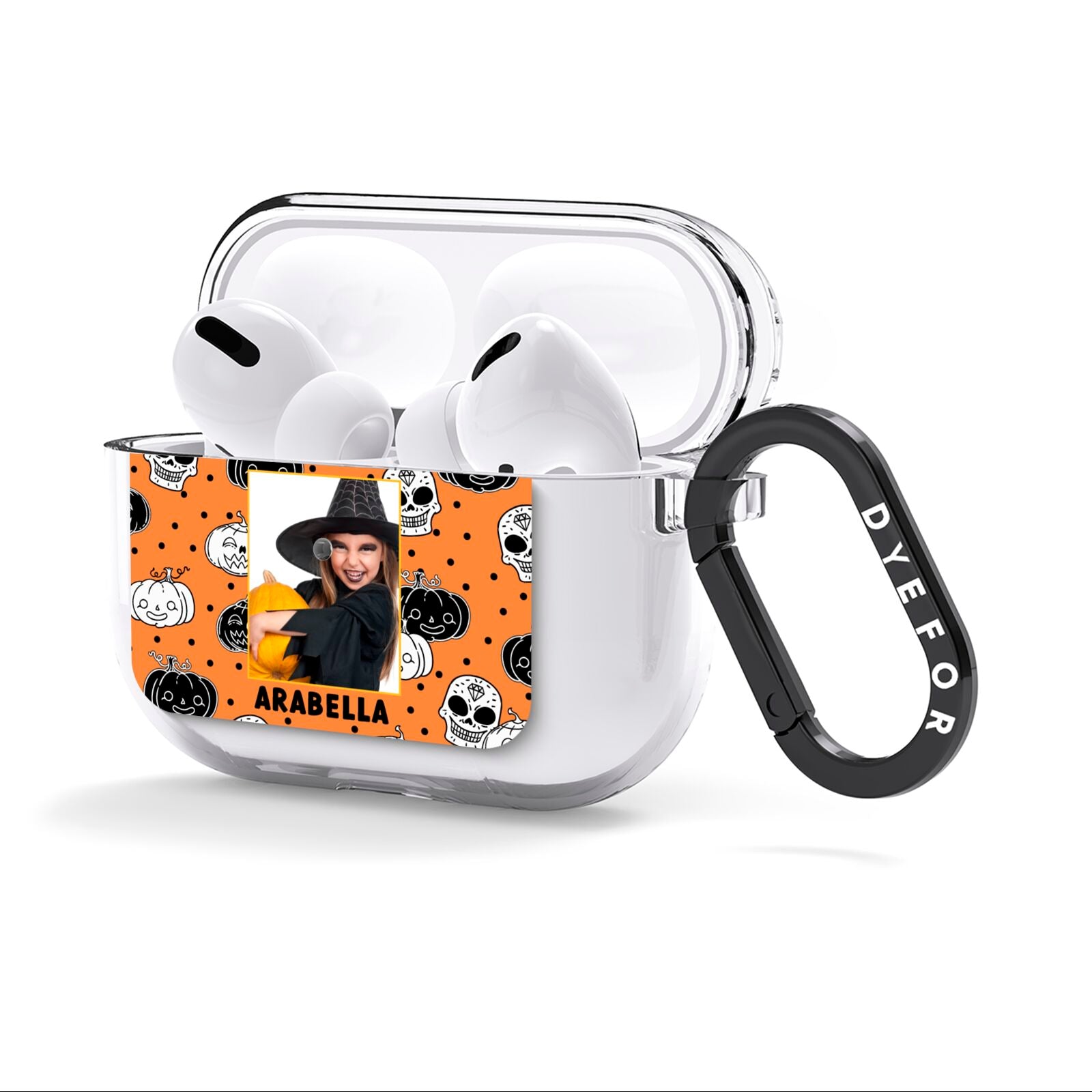 Halloween Pumpkins Photo Upload AirPods Clear Case 3rd Gen Side Image