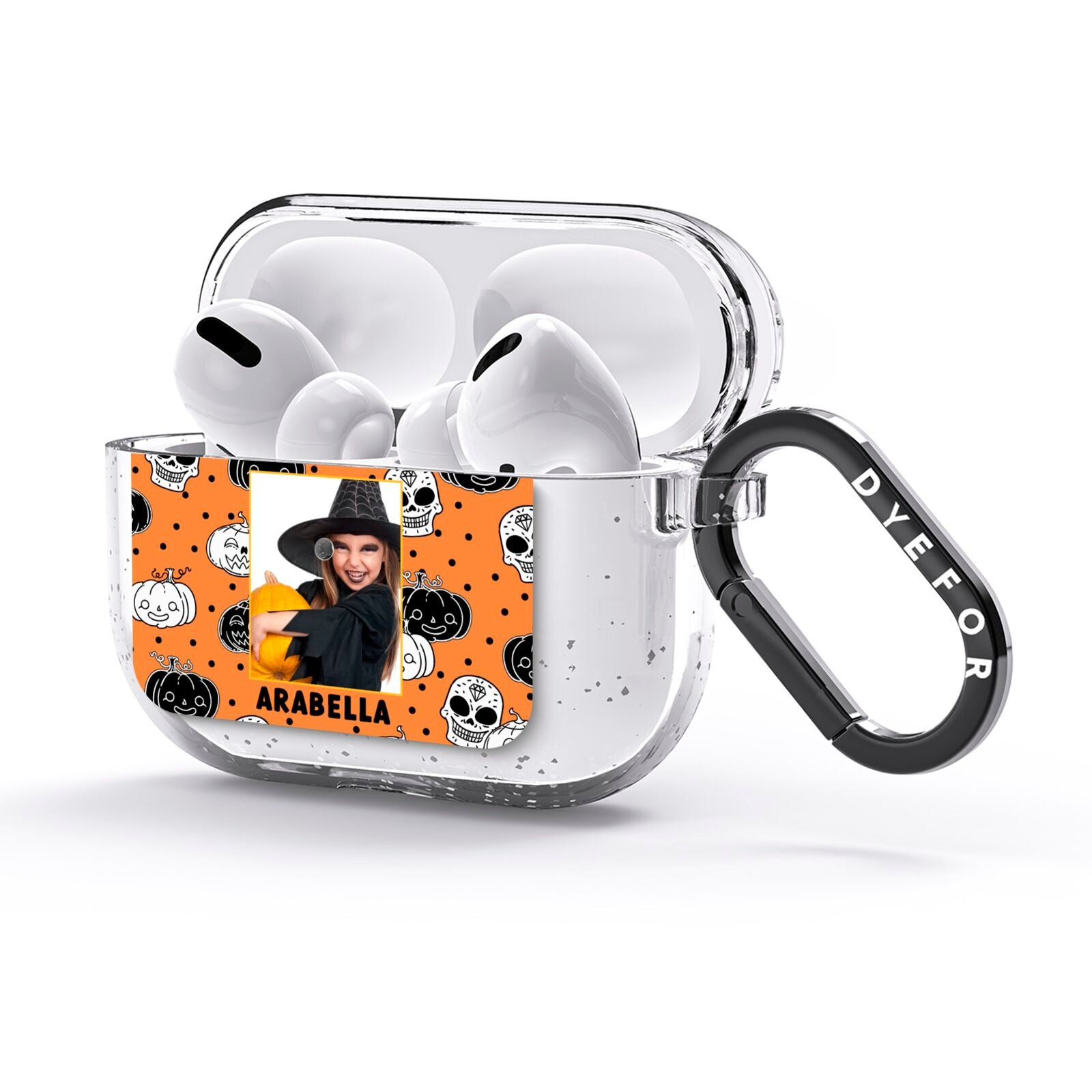 Halloween Pumpkins Photo Upload AirPods Glitter Case 3rd Gen Side Image