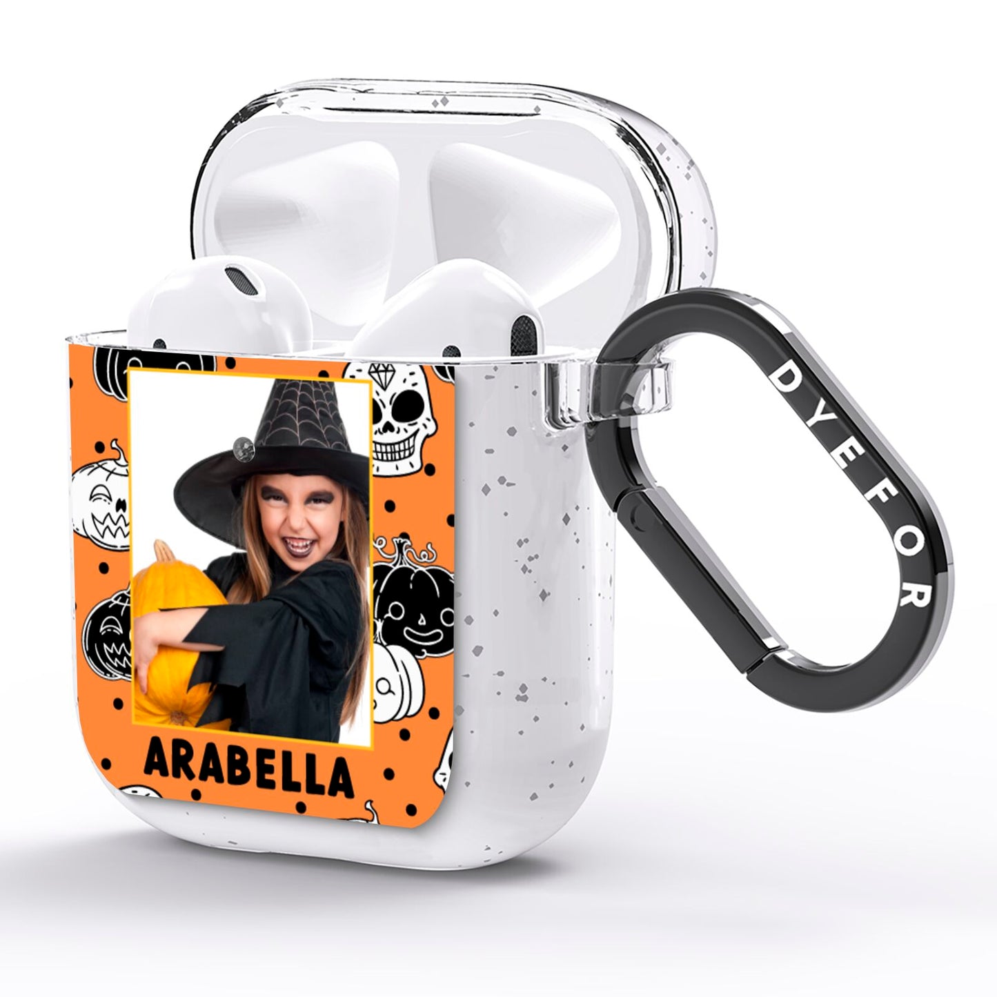 Halloween Pumpkins Photo Upload AirPods Glitter Case Side Image