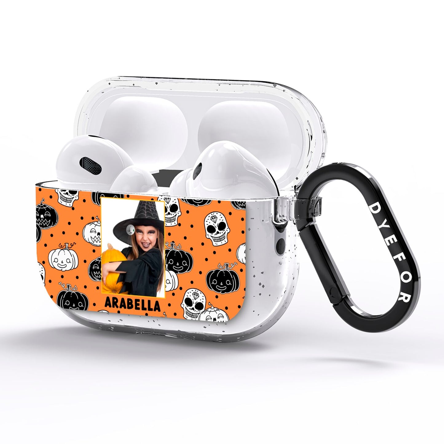 Halloween Pumpkins Photo Upload AirPods Pro Glitter Case Side Image