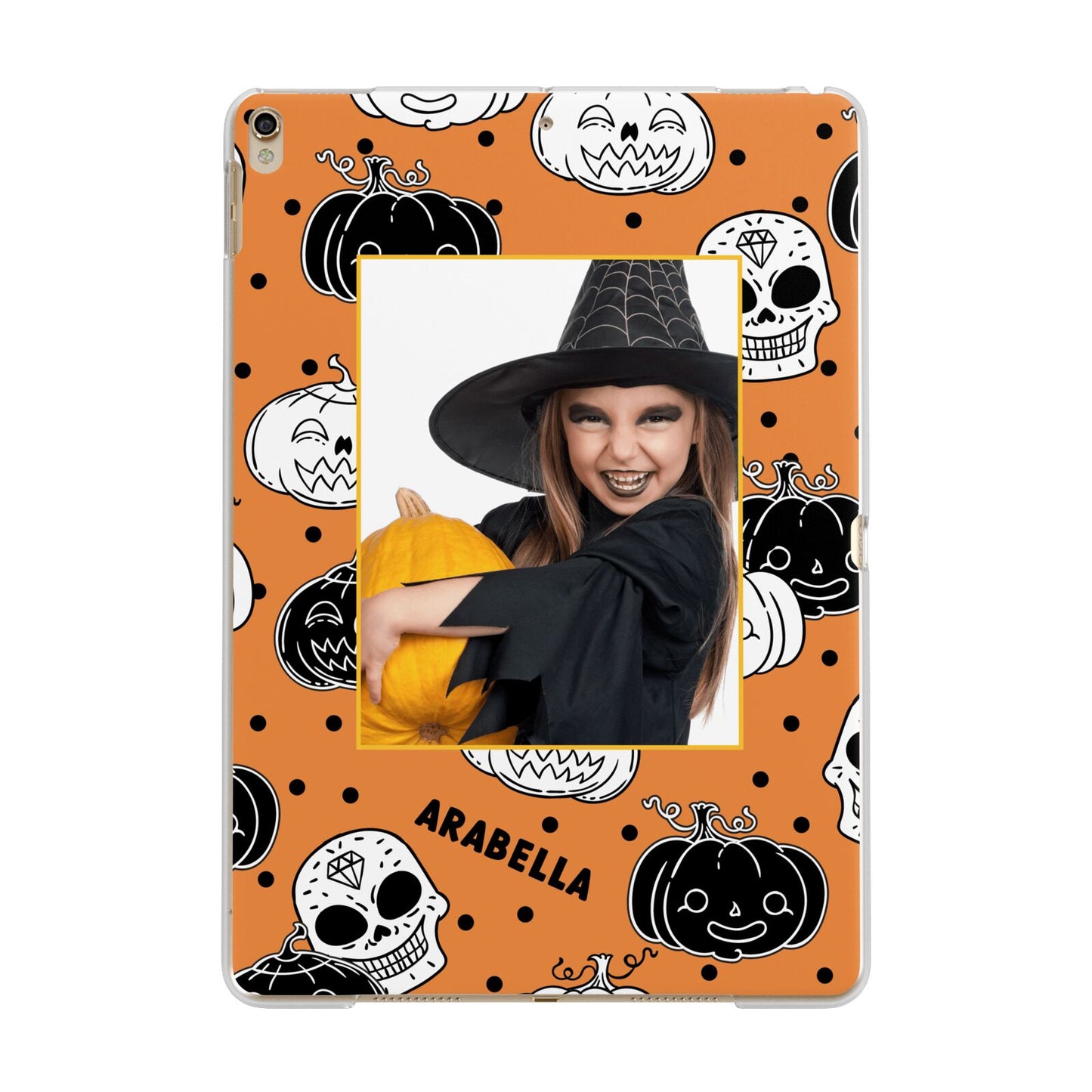 Halloween Pumpkins Photo Upload Apple iPad Gold Case