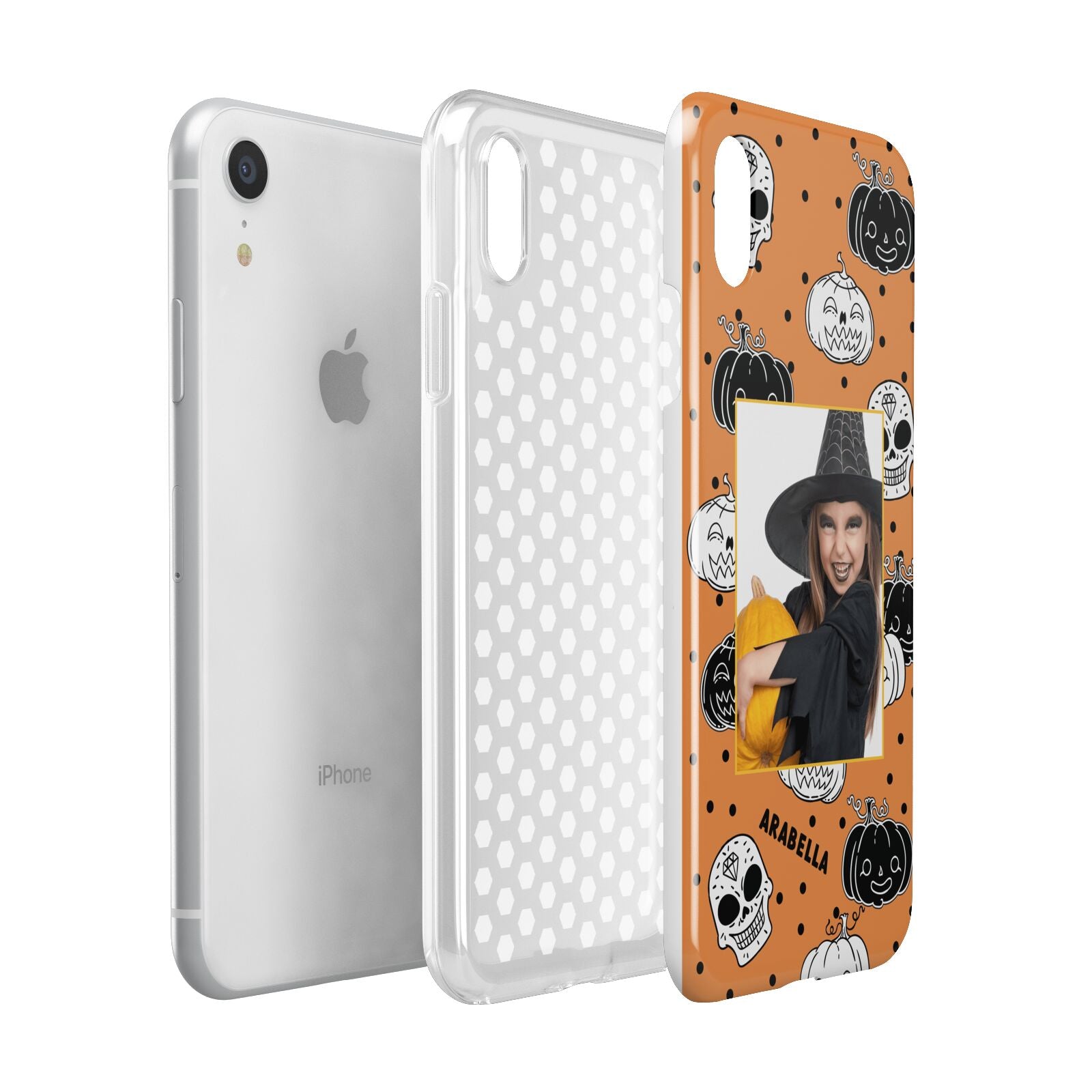 Halloween Pumpkins Photo Upload Apple iPhone XR White 3D Tough Case Expanded view