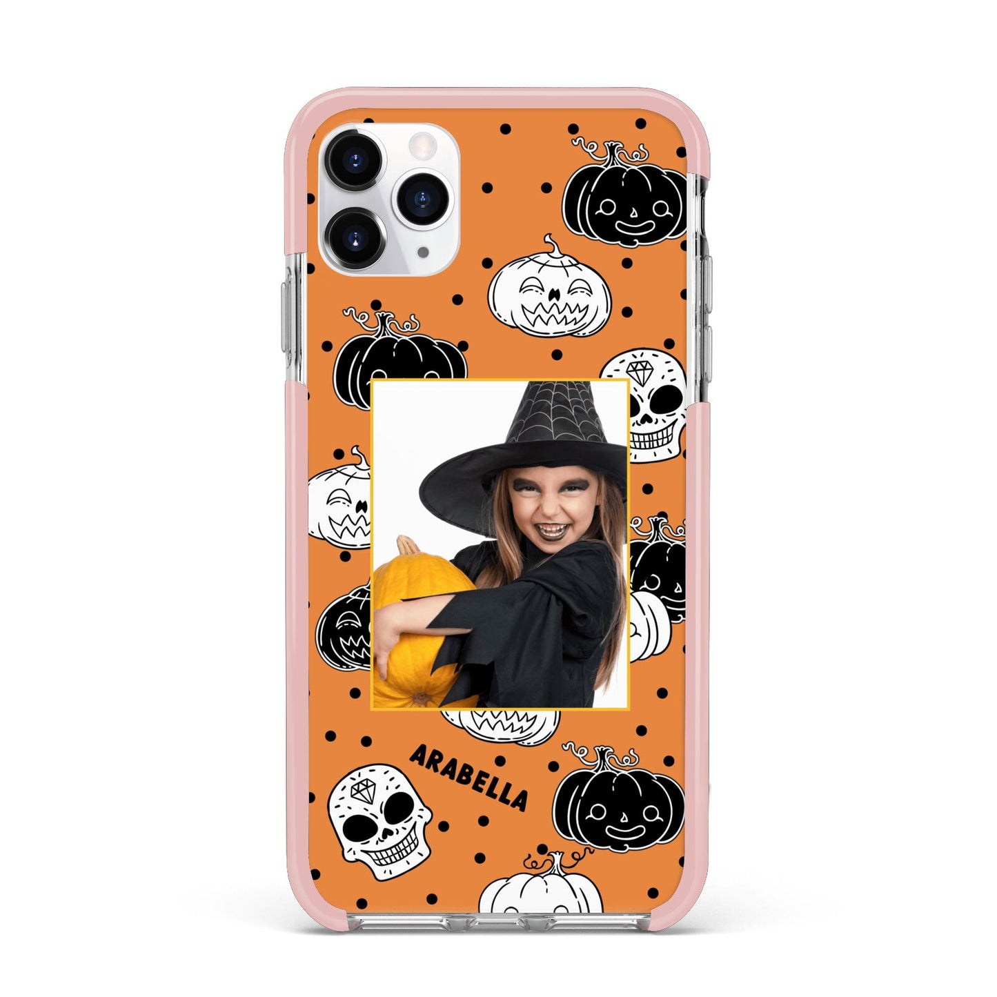 Halloween Pumpkins Photo Upload iPhone 11 Pro Max Impact Pink Edge Case