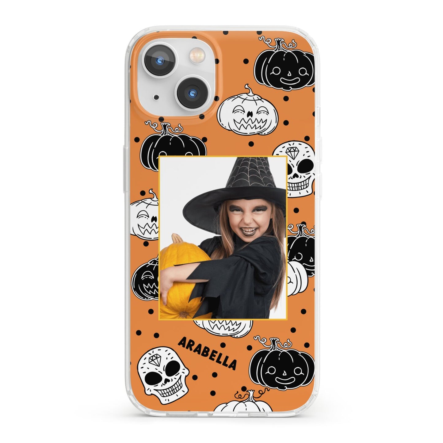 Halloween Pumpkins Photo Upload iPhone 13 Clear Bumper Case