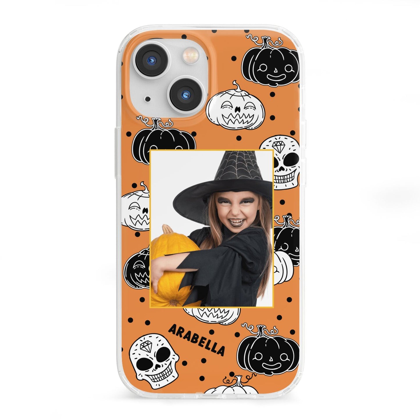 Halloween Pumpkins Photo Upload iPhone 13 Mini Clear Bumper Case