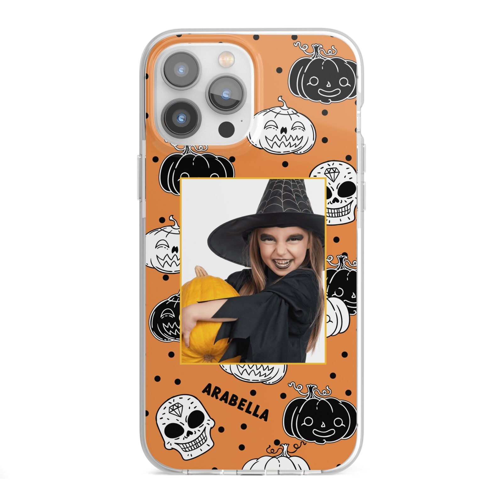 Halloween Pumpkins Photo Upload iPhone 13 Pro Max TPU Impact Case with White Edges